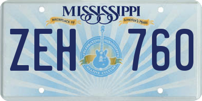 MS license plate ZEH760
