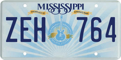 MS license plate ZEH764