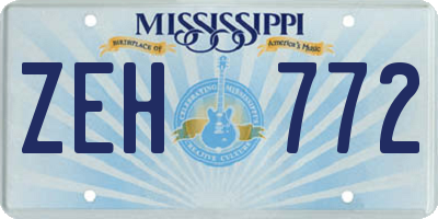 MS license plate ZEH772