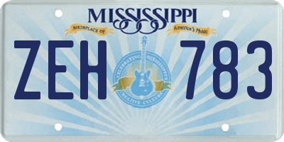 MS license plate ZEH783