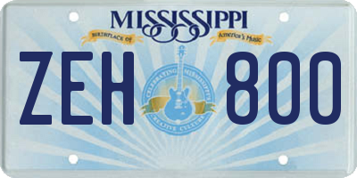 MS license plate ZEH800