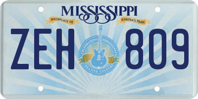 MS license plate ZEH809