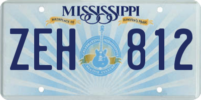 MS license plate ZEH812