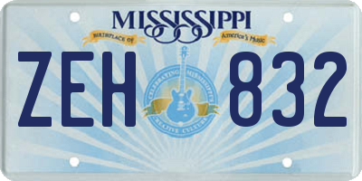 MS license plate ZEH832