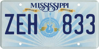 MS license plate ZEH833