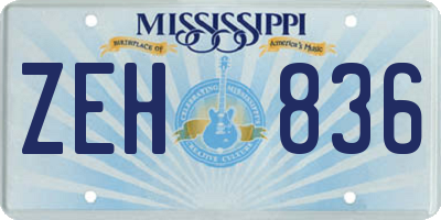 MS license plate ZEH836