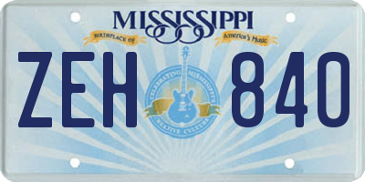 MS license plate ZEH840