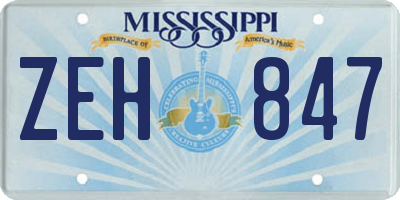 MS license plate ZEH847