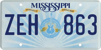 MS license plate ZEH863