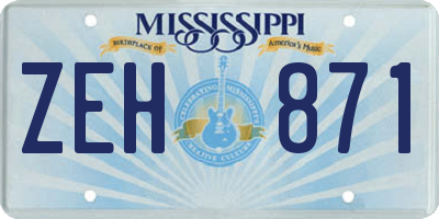 MS license plate ZEH871