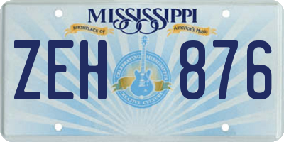 MS license plate ZEH876