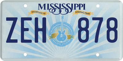 MS license plate ZEH878