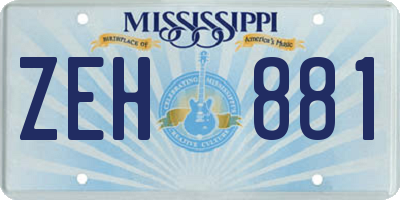 MS license plate ZEH881