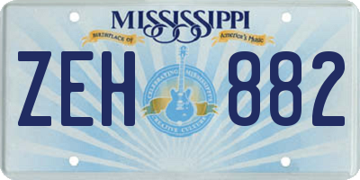 MS license plate ZEH882