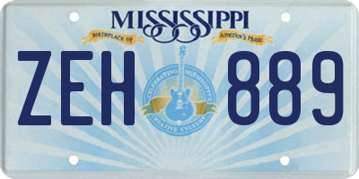 MS license plate ZEH889