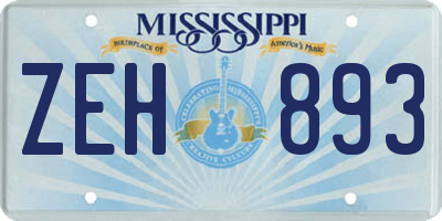 MS license plate ZEH893
