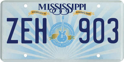 MS license plate ZEH903