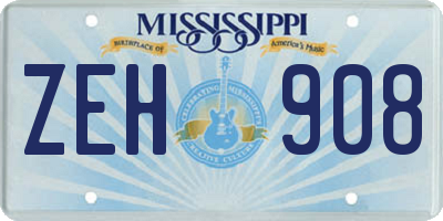 MS license plate ZEH908