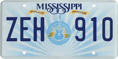 MS license plate ZEH910