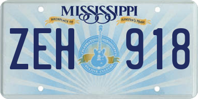 MS license plate ZEH918