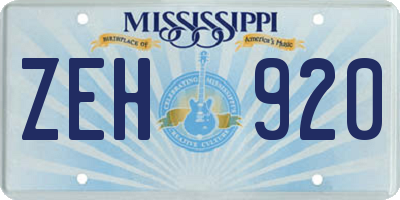 MS license plate ZEH920