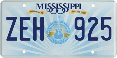 MS license plate ZEH925