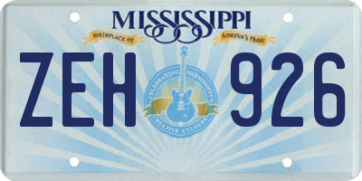 MS license plate ZEH926
