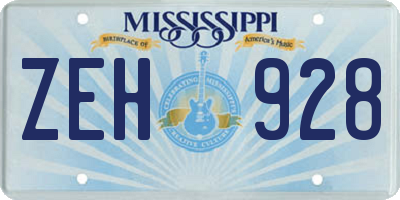 MS license plate ZEH928