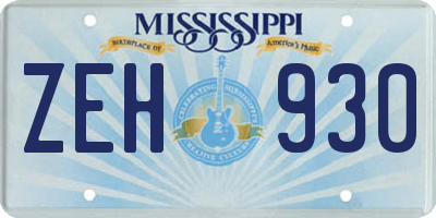 MS license plate ZEH930