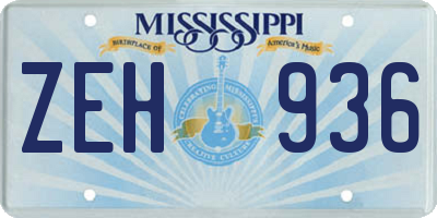 MS license plate ZEH936