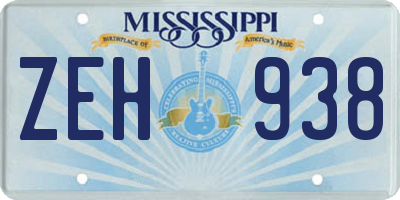 MS license plate ZEH938