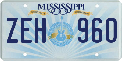 MS license plate ZEH960