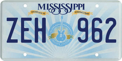 MS license plate ZEH962