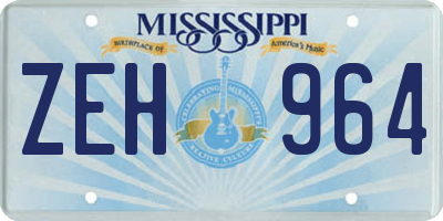 MS license plate ZEH964