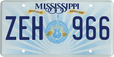 MS license plate ZEH966