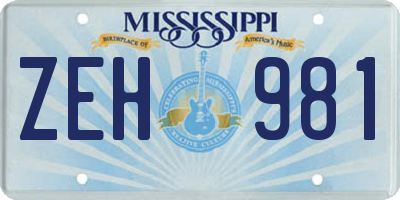 MS license plate ZEH981