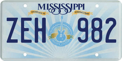 MS license plate ZEH982