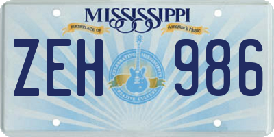 MS license plate ZEH986