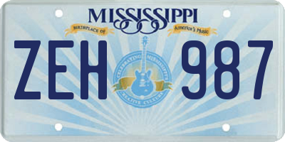 MS license plate ZEH987