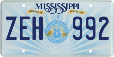 MS license plate ZEH992