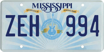 MS license plate ZEH994