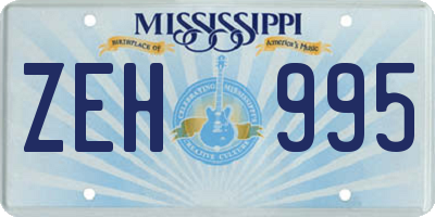 MS license plate ZEH995