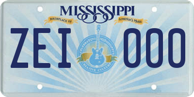 MS license plate ZEI000