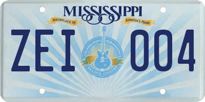 MS license plate ZEI004