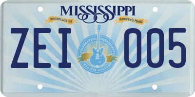 MS license plate ZEI005