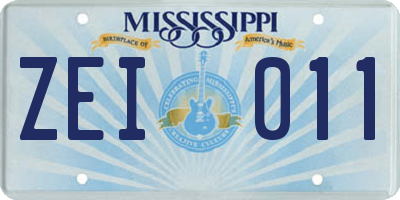 MS license plate ZEI011