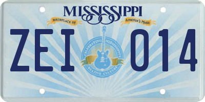 MS license plate ZEI014