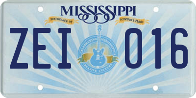 MS license plate ZEI016