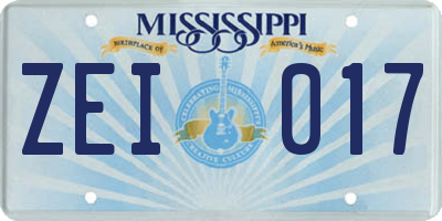 MS license plate ZEI017