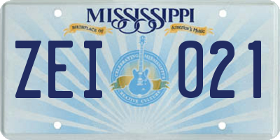 MS license plate ZEI021